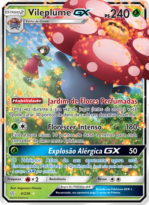 Carta Vileplume GX, número 4/236 da coleção Eclipse Cósmico
