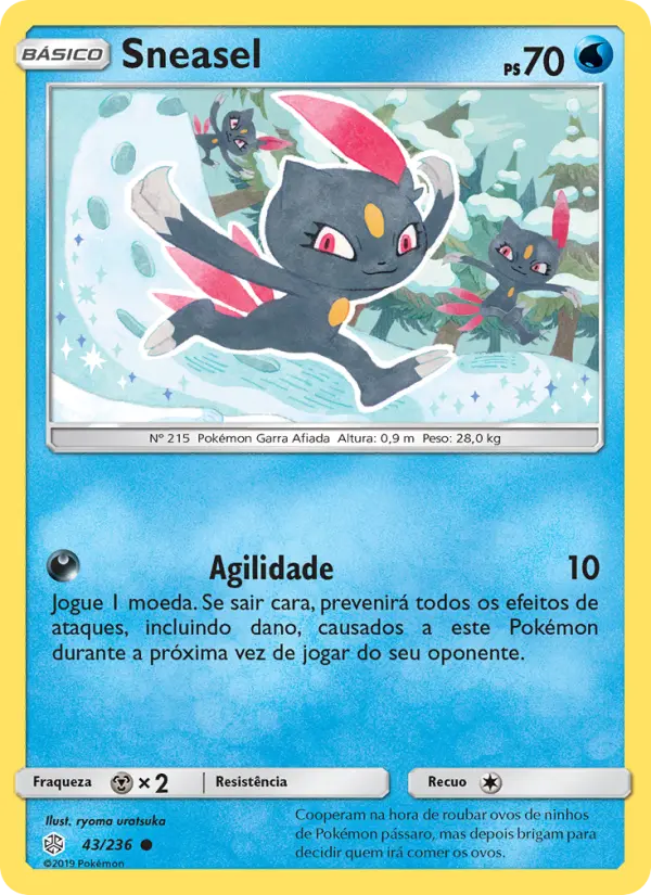 Carta Sneasel, número 43/236 da coleção Eclipse Cósmico