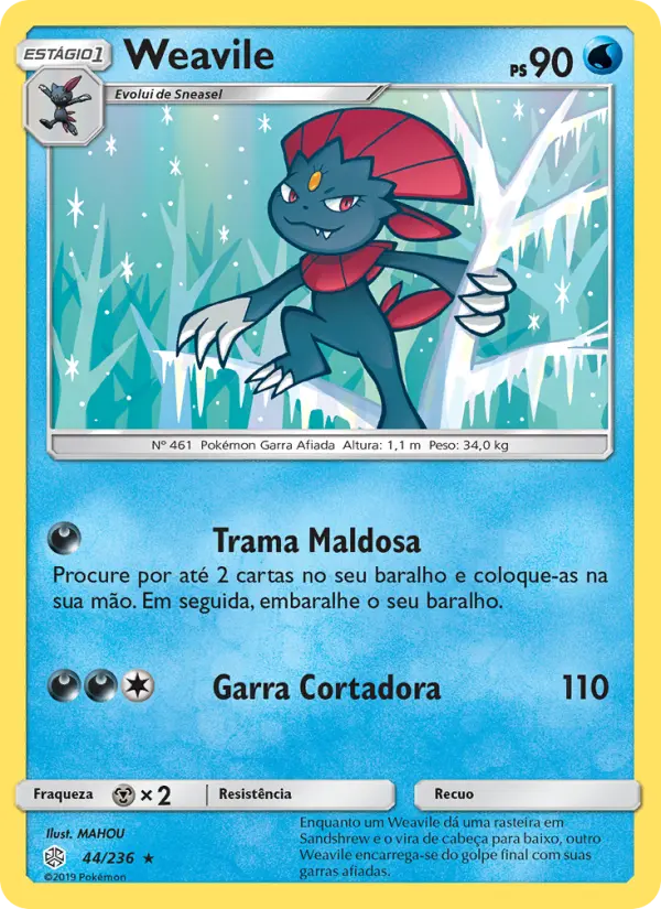 Carta Weavile, número 44/236 da coleção Eclipse Cósmico