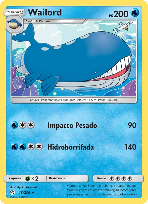 Carta Wailord, número 46/236 da coleção Eclipse Cósmico