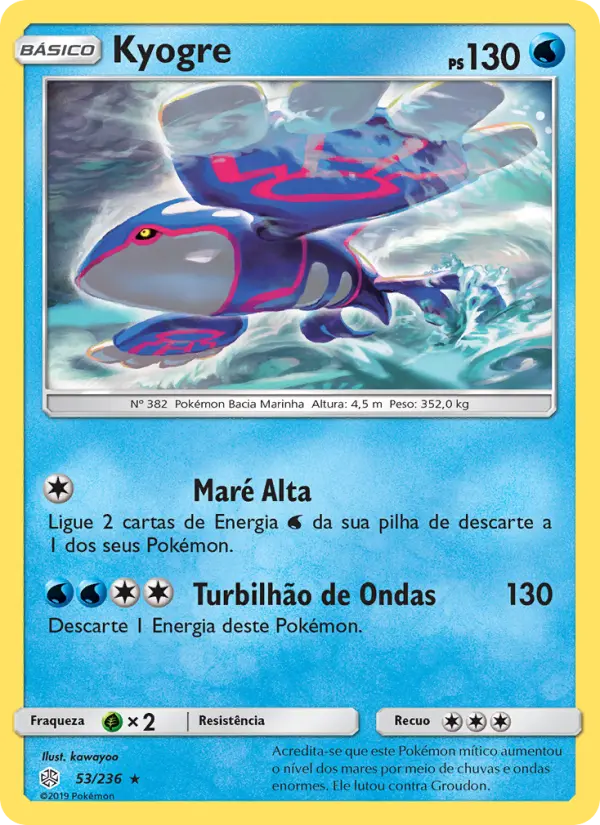 Carta Kyogre, número 53/236 da coleção Eclipse Cósmico