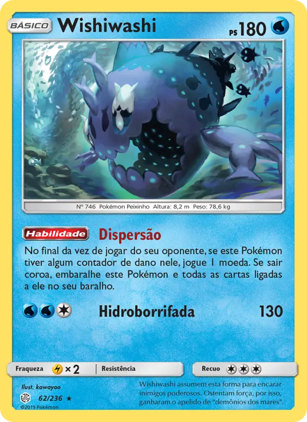 Carta Wishiwashi, número 62/236 da coleção Eclipse Cósmico