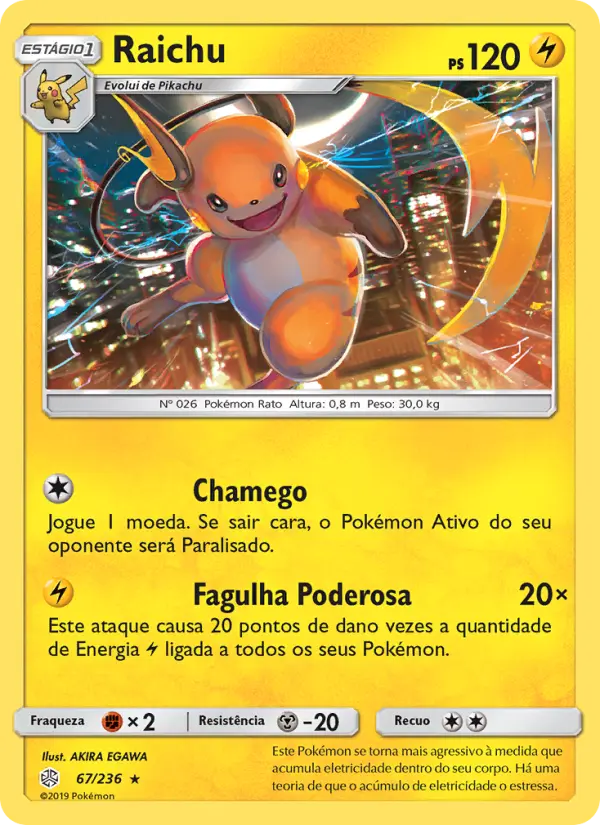Carta Raichu, número 67/236 da coleção Eclipse Cósmico