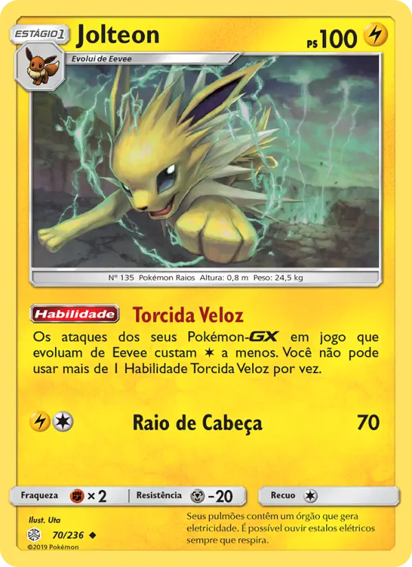 Carta Jolteon, número 70/236 da coleção Eclipse Cósmico