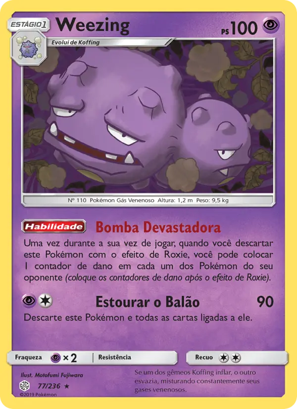 Carta Weezing, número 77/236 da coleção Eclipse Cósmico