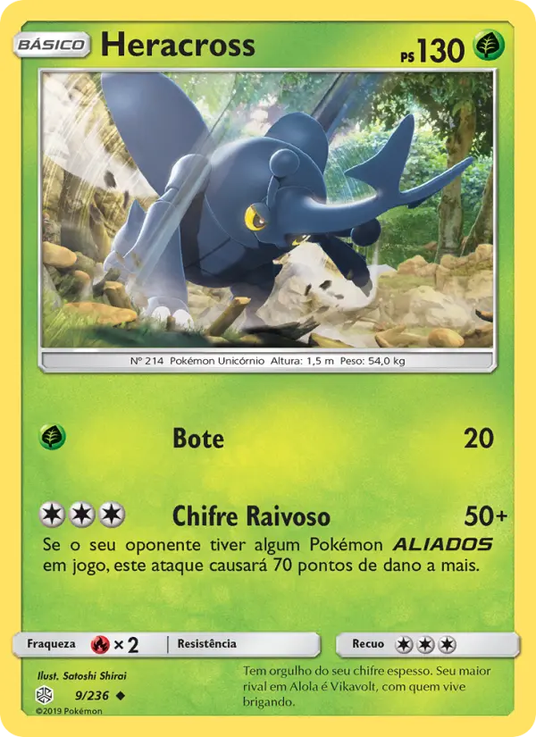 Carta Heracross, número 9/236 da coleção Eclipse Cósmico