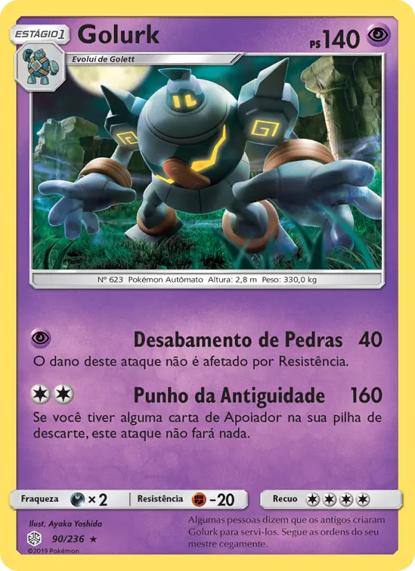 Carta Golurk, número 90/236 da coleção Eclipse Cósmico