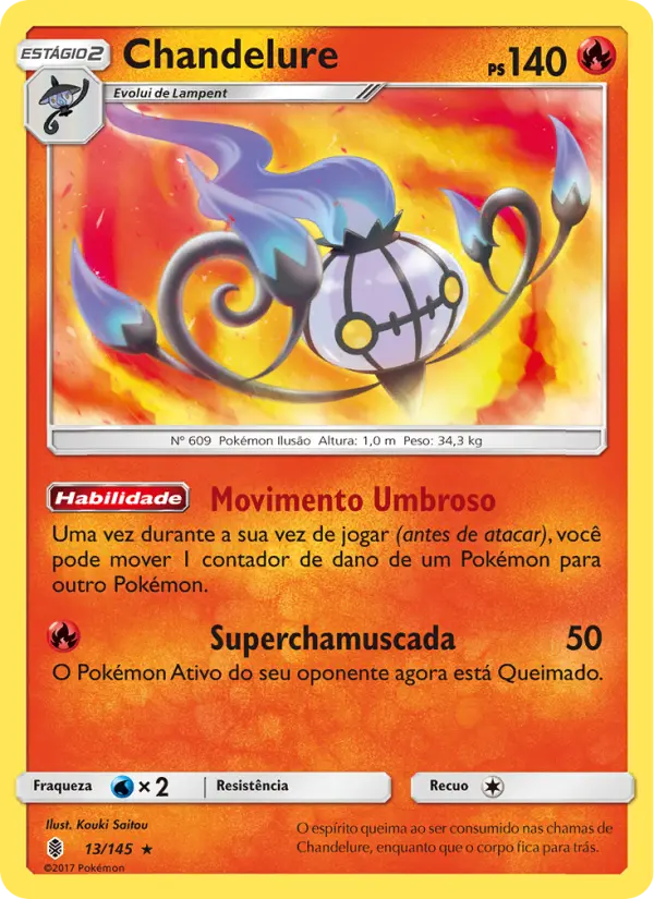 Carta Chandelure, número 13/145 da coleção Guardiões Ascendentes