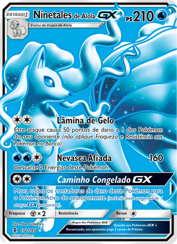 Carta Ninetales de Alola GX, número 132/145 da coleção Guardiões Ascendentes