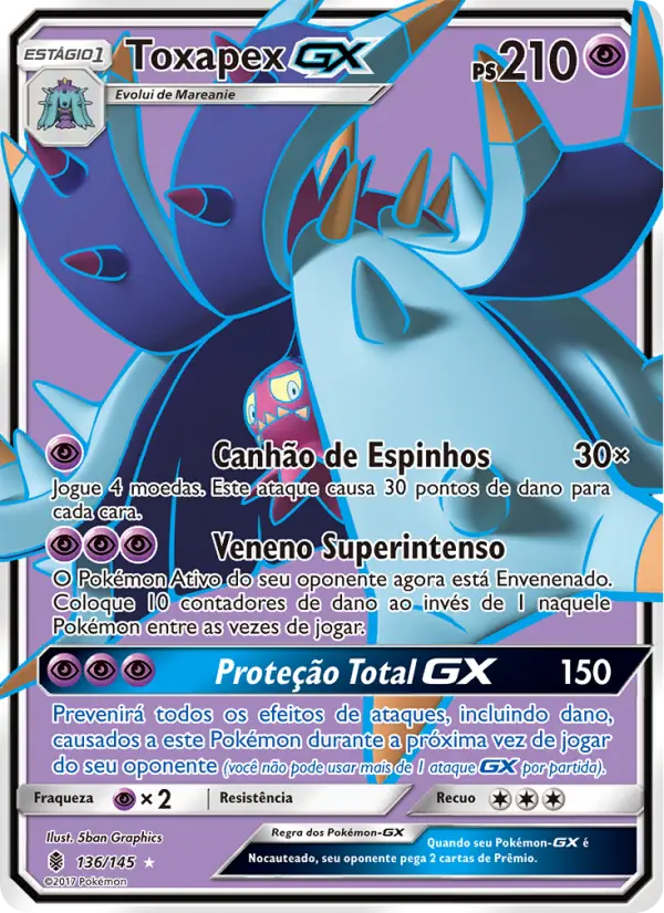 Carta Toxapex GX, número 136/145 da coleção Guardiões Ascendentes
