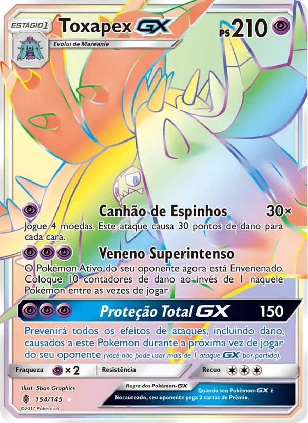 Carta Toxapex GX, número 154/145 da coleção Guardiões Ascendentes
