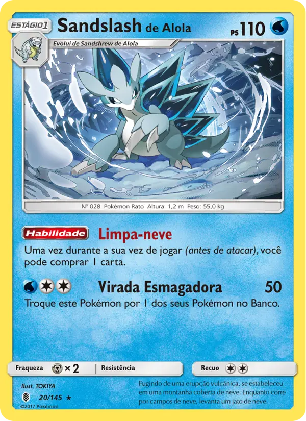 Carta Sandslash de Alola, número 20/145 da coleção Guardiões Ascendentes