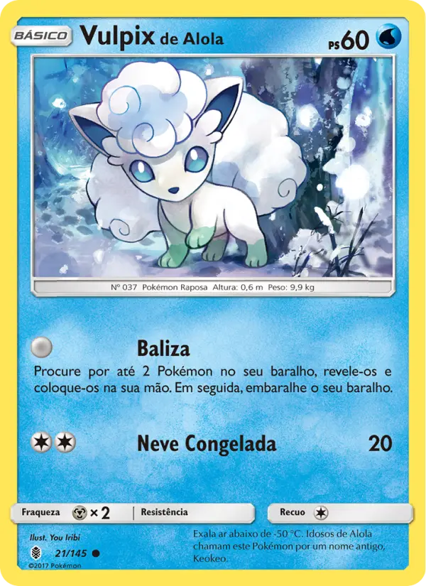 Carta Vulpix de Alola, número 21/145 da coleção Guardiões Ascendentes