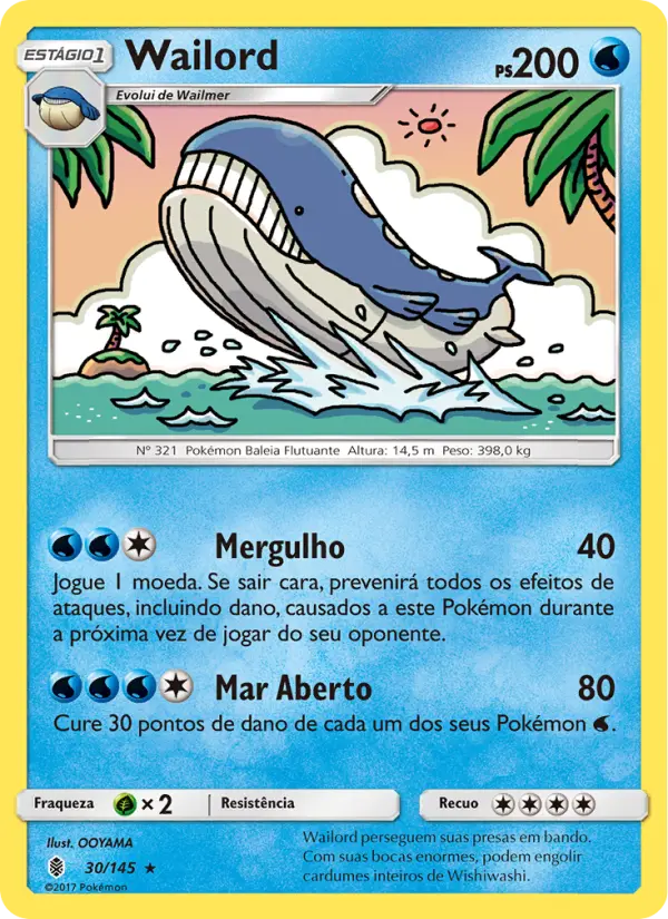 Carta Wailord, número 30/145 da coleção Guardiões Ascendentes