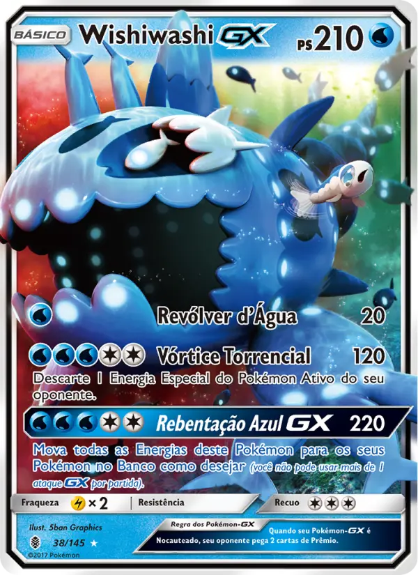 Carta Wishiwashi GX, número 38/145 da coleção Guardiões Ascendentes