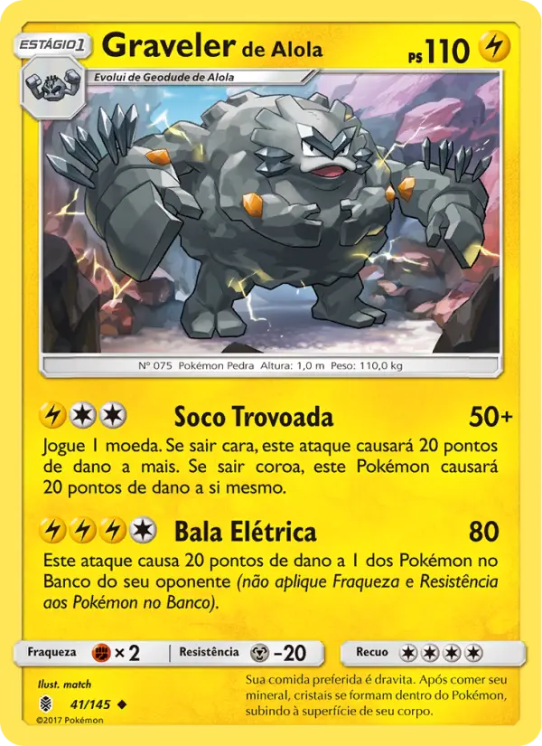 Carta Graveler de Alola, número 41/145 da coleção Guardiões Ascendentes