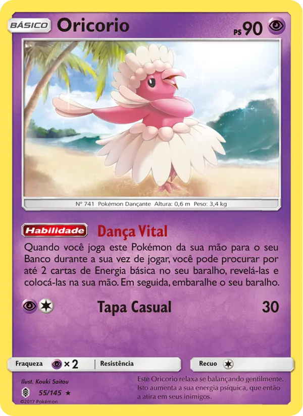 Carta Oricorio, número 55/145 da coleção Guardiões Ascendentes
