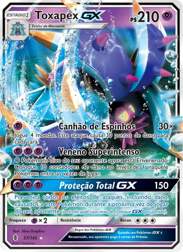 Carta Toxapex GX, número 57/145 da coleção Guardiões Ascendentes