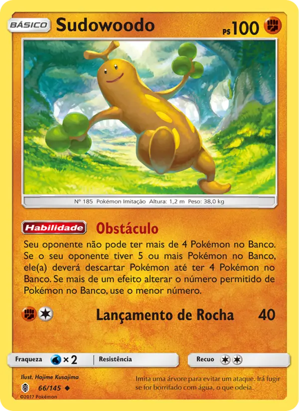 Carta Sudowoodo, número 66/145 da coleção Guardiões Ascendentes