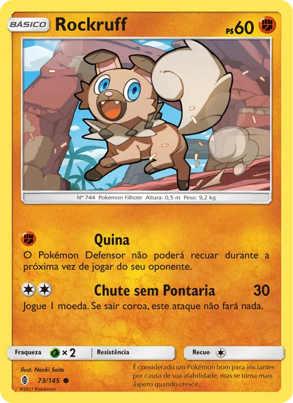 Carta Rockruff, número 73/145 da coleção Guardiões Ascendentes