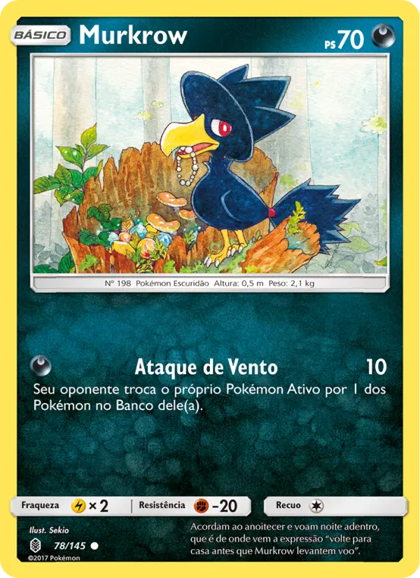 Carta Murkrow, número 78/145 da coleção Guardiões Ascendentes