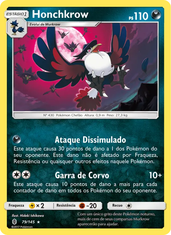 Carta Honchkrow, número 79/145 da coleção Guardiões Ascendentes