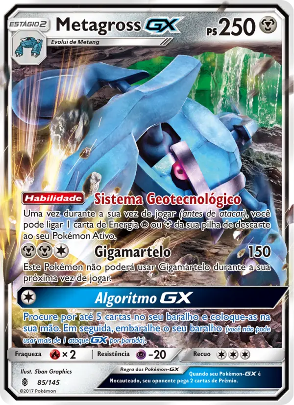 Carta Metagross GX, número 85/145 da coleção Guardiões Ascendentes