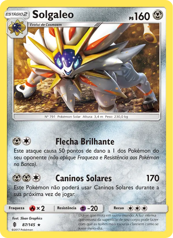 Carta Solgaleo, número 87/145 da coleção Guardiões Ascendentes