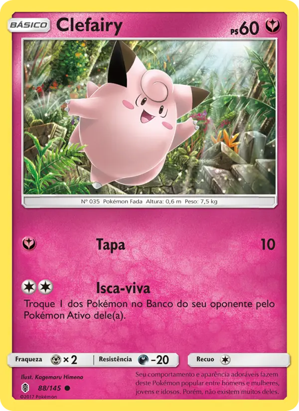 Carta Clefairy, número 88/145 da coleção Guardiões Ascendentes