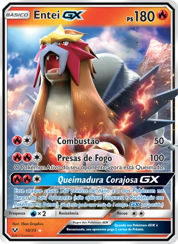 Carta Entei GX, número 10/73 da coleção Lendas Luminescentes