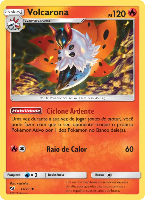 Carta Volcarona, número 13/73 da coleção Lendas Luminescentes
