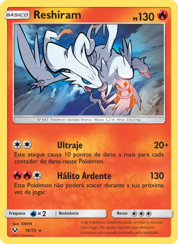 Carta Reshiram, número 14/73 da coleção Lendas Luminescentes