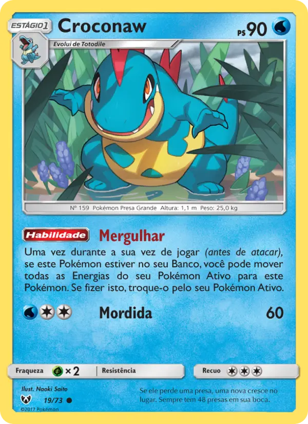 Carta Croconaw, número 19/73 da coleção Lendas Luminescentes