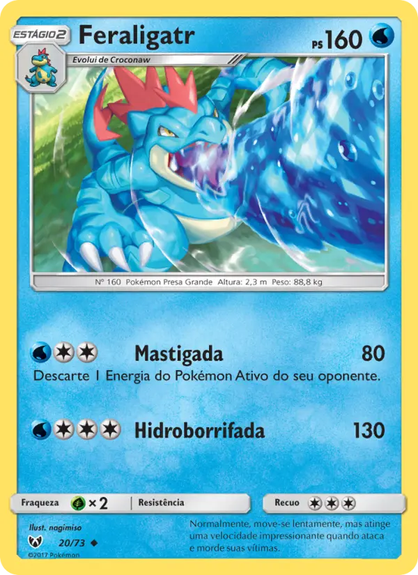 Carta Feraligatr, número 20/73 da coleção Lendas Luminescentes