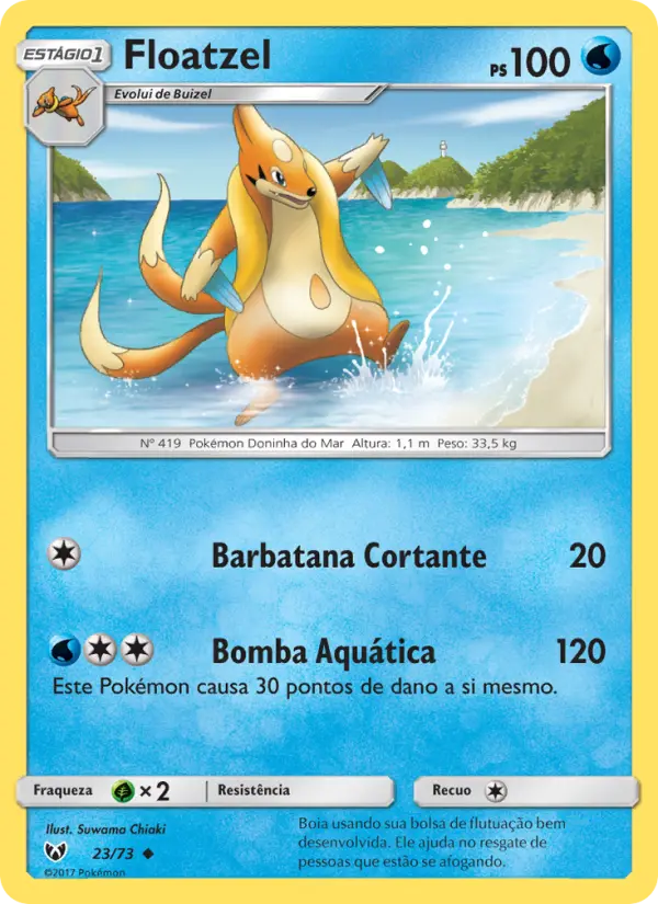 Carta Floatzel, número 23/73 da coleção Lendas Luminescentes