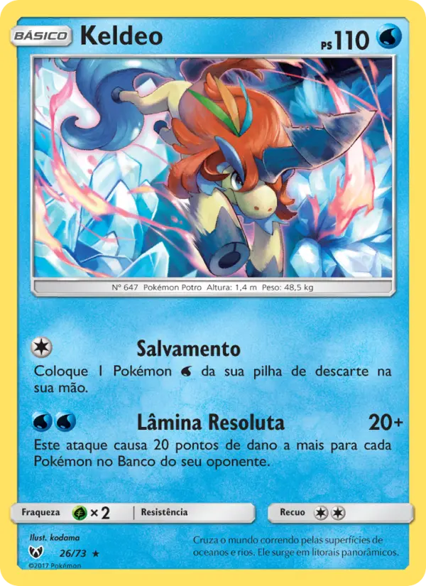Carta Keldeo, número 26/73 da coleção Lendas Luminescentes