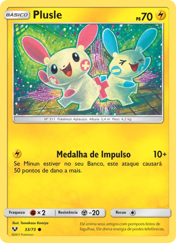 Carta Plusle, número 33/73 da coleção Lendas Luminescentes