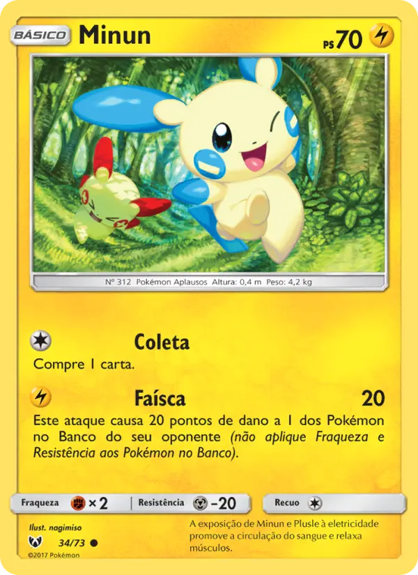Carta Minun, número 34/73 da coleção Lendas Luminescentes