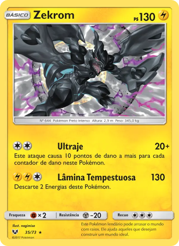 Carta Zekrom, número 35/73 da coleção Lendas Luminescentes