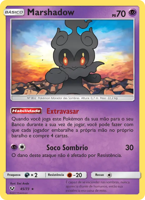 Carta Marshadow, número 45/73 da coleção Lendas Luminescentes
