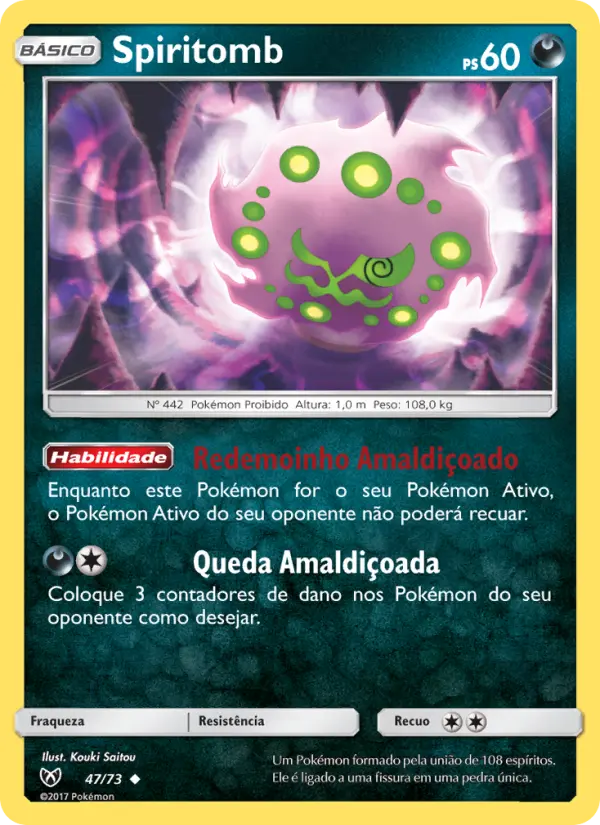 Carta Spiritomb, número 47/73 da coleção Lendas Luminescentes