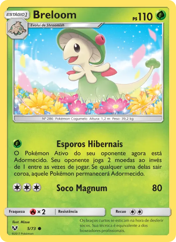 Carta Breloom, número 5/73 da coleção Lendas Luminescentes