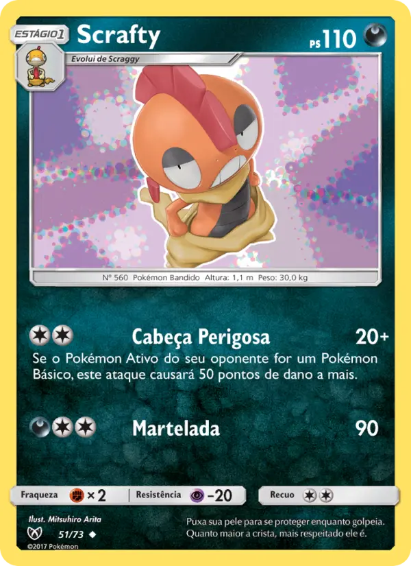 Carta Scrafty, número 51/73 da coleção Lendas Luminescentes