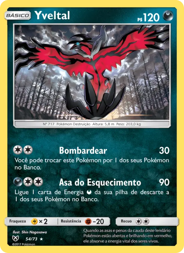 Carta Yveltal, número 54/73 da coleção Lendas Luminescentes