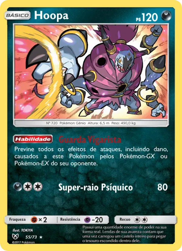 Carta Hoopa, número 55/73 da coleção Lendas Luminescentes