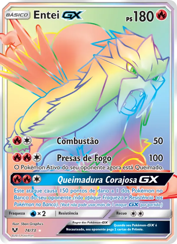 Carta Entei GX, número 74/73 da coleção Lendas Luminescentes