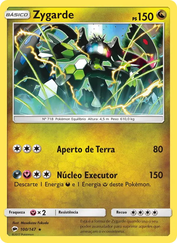 Carta Zygarde, número 100/147 da coleção Sombras Ardentes