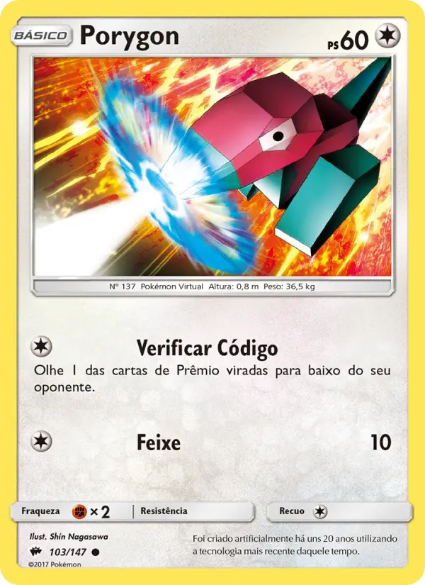 Carta Porygon, número 103/147 da coleção Sombras Ardentes
