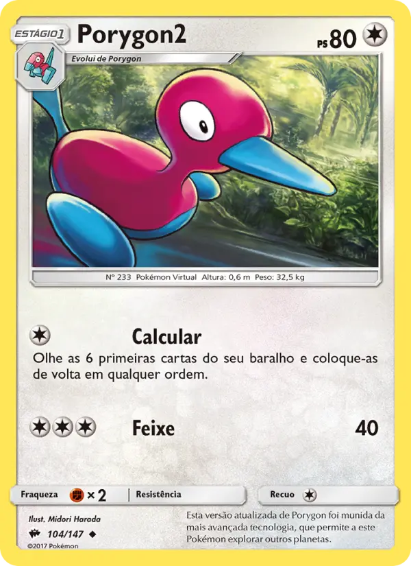Carta Porygon2, número 104/147 da coleção Sombras Ardentes