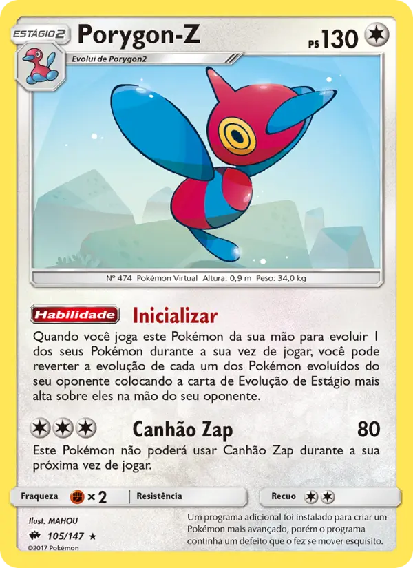Carta Porygon-Z, número 105/147 da coleção Sombras Ardentes
